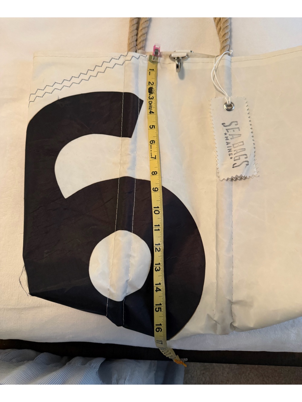 Sea bag of Maine White & Black Number-Graphic Rope Handle Tote - Picture 6 of 8